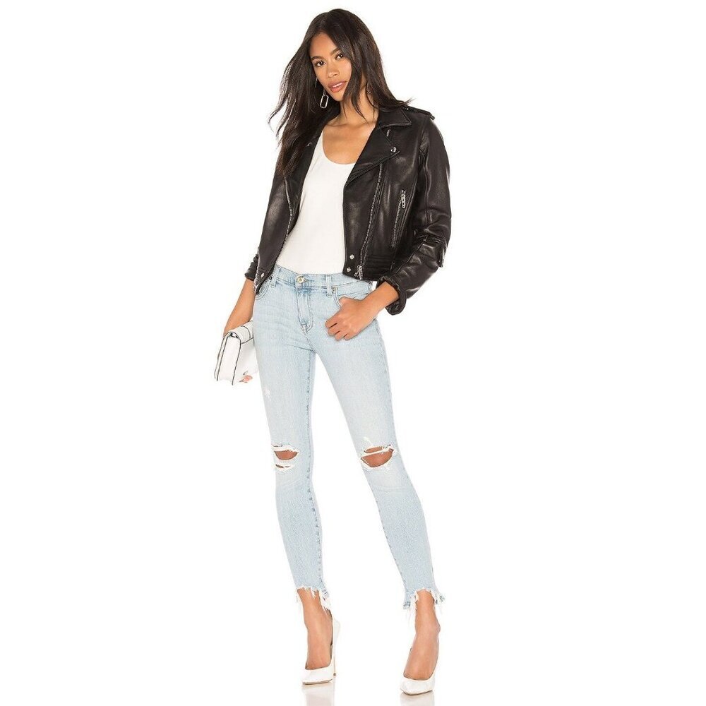 Pistola Audrey Mid Rise Skinny Jeans Distress Ripped Fray Hem Denim Women's 26